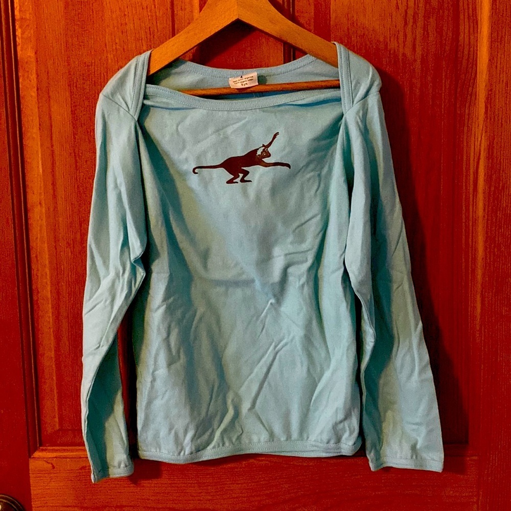 Kate Quinn Organics Boutique Blue Monkey Long Sleeve Tee Shirt Size 6 NEW NWT